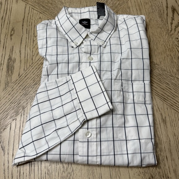 Dockers Large White Plaid Long Sleeve‎ Button Front Shirt - Picture 1 of 9